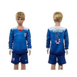 USA #5 Beckerman Independence Day Away Long Sleeves Kid Soccer Country Jersey