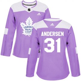 Adidas Toronto Maple Leafs #31 Frederik Andersen Purple Authentic Fights Cancer Womens Stitched NHL Jersey