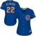 Chicago Cubs #22 Jason Heyward Blue 2017 Gold Program Cool Base Womens Stitched MLB Jersey
