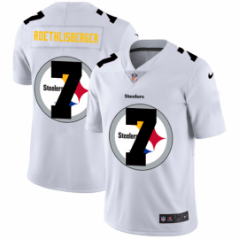 Pittsburgh Steelers #7 Ben Roethlisberger White Mens Nike Team Logo Dual Overlap Limited NFL Jersey