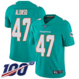 Nike Miami Dolphins #47 Kiko Alonso Aqua Green Team Color Mens Stitched NFL 100th Season Vapor Limited Jersey