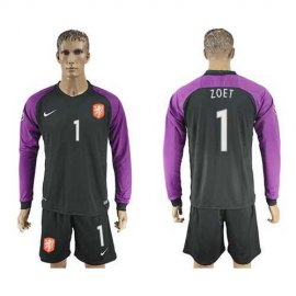 Holland #1 Zoet Black Goalkeeper Long Sleeves Soccer Country Jersey