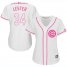 Chicago Cubs #34 Jon Lester White/Pink Fashion Womens Stitched MLB Jersey