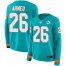 Nike Miami Dolphins #26 Salvon Ahmed Aqua Green Team Color Womens Stitched NFL Limited Therma Long Sleeve Jersey
