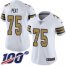 Nike New Orleans Saints #75 Andrus Peat White Womens Stitched NFL Limited Rush 100th Season Jersey
