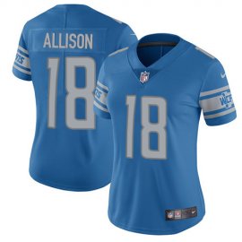 Nike Detroit Lions #18 Geronimo Allison Blue Team Color Womens Stitched NFL Vapor Untouchable Limited Jersey