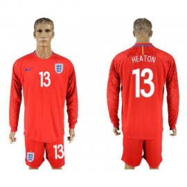 England #13 HEATON Red Goalkeeper 2018 FIFA World Cup Long Sleeve Soccer Jersey