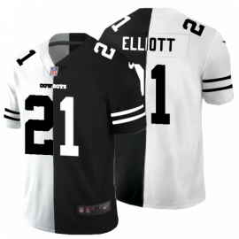 Dallas Cowboys #21 Ezekiel Elliott Mens Black V White Peace Split Nike Vapor Untouchable Limited NFL Jersey