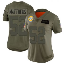 Nike Green Bay Packers #52 Clay Matthews Camo Womens Stitched NFL Limited 2019 Salute to Service Jersey