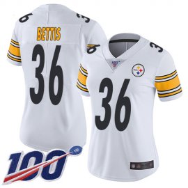 Nike Pittsburgh Steelers #36 Jerome Bettis White Womens Stitched NFL 100th Season Vapor Limited Jersey