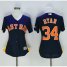 Houston Astros #34 Nolan Ryan Navy Blue Alternate Womens Stitched MLB Jersey