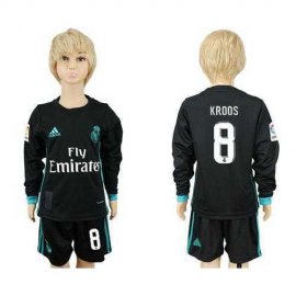 Real Madrid #8 Kroos Sec Away Long Sleeves Kid Soccer Club Jersey