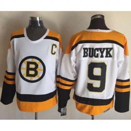 Boston Bruins #9 Johnny Bucyk Yellow/White CCM Throwback Stitched NHL Jersey