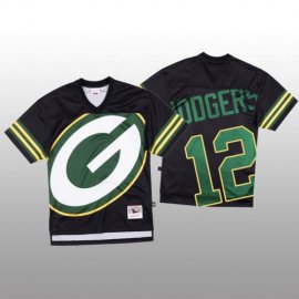 NFL Green Bay Packers #12 Aaron Rodgers Black Mens Mitchell & Nell Big Face Fashion Limited NFL Jersey