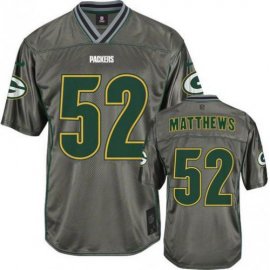 Nike Green Bay Packers #52 Clay Matthews Grey Mens Stitched NFL Elite Vapor Jersey