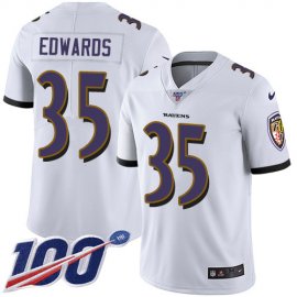 Nike Baltimore Ravens #35 Gus Edwards White Youth Stitched NFL 100th Season Vapor Untouchable Limited Jersey