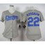 Los Angeles Dodgers #22 Clayton Kershaw Grey Alternate Road Womens Stitched MLB Jersey