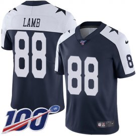 Nike Dallas Cowboys #88 CeeDee Lamb Navy Blue Thanksgiving Youth Stitched NFL 100th Season Vapor Throwback Limited Jersey