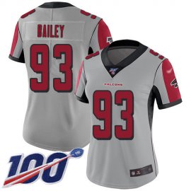 Nike Atlanta Falcons #93 Allen Bailey Silver Womens Stitched NFL Limited Inverted Legend 100th Season Jersey