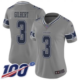 Nike Dallas Cowboys #3 Garrett Gilbert Gray Womens Stitched NFL Limited Inverted Legend 100th Season Jersey