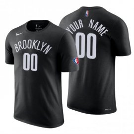 Brooklyn Nets Custom Black Mens Nike 2021-22 NBA 75th Anniversary Diamond T-Shirt