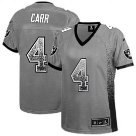 Nike Las Vegas Raiders #4 Derek Carr Grey Womens Stitched NFL Elite Drift Fashion Jersey
