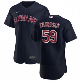Cleveland Indians #59 Carlos Carrasco Mens Nike Navy Alternate 2020 Authentic Player MLB Jersey