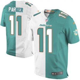 Nike Miami Dolphins #11 DeVante Parker Aqua Green/White Mens Stitched NFL Elite Split Jersey
