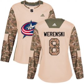 Adidas Columbus Blue Jackets #8 Zach Werenski Camo Authentic 2017 Veterans Day Womens Stitched NHL Jersey