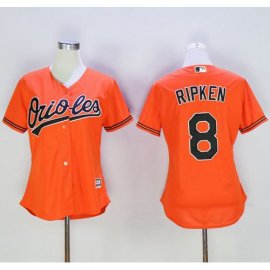 Baltimore Orioles #8 Cal Ripken Orange Womens Alternate Stitched MLB Jersey