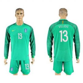 Greece #13 Vellidis Green Goalkeeper Long Sleeves Soccer Country Jersey