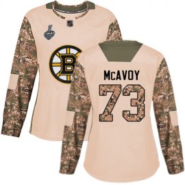 Adidas Boston Bruins #73 Charlie McAvoy Camo Authentic 2017 Veterans Day Stanley Cup Final Bound Womens Stitched NHL Jersey