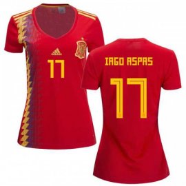 Womens Spain #17 Iago Aspas Red Home Soccer Country Jersey