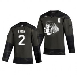 Chicago Blackhawks #2 Duncan Keith Adidas 2019 Veterans Day Mens Authentic Practice NHL Jersey Camo