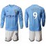 Manchester City #9 G.Jesus Home Long Sleeves Soccer Club Jersey