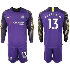 Chelsea #13 Caballero Purple Goalkeeper Long Sleeves Soccer Club Jersey