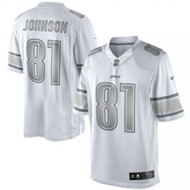 Nike Detroit Lions #81 Calvin Johnson White Mens Stitched NFL Limited Platinum Jersey