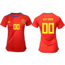 Womens Spain Personalized Home Soccer Country Jersey