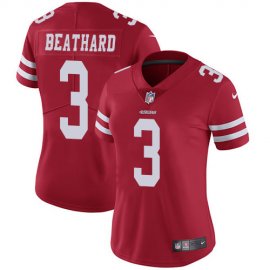 Nike San Francisco 49ers #3 C.J. Beathard Red Team Color Womens Stitched NFL Vapor Untouchable Limited Jersey