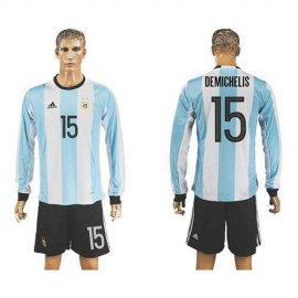 Argentina #15 Demichelis Home Long Sleeves Soccer Country Jersey