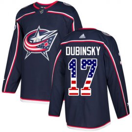 Adidas Columbus Blue Jackets #17 Brandon Dubinsky Navy Blue Home Authentic USA Flag Stitched Youth NHL Jersey