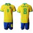 Brazil #8 R. Augusto Home Soccer Country Jersey