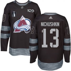 Adidas Colorado Avalanche #13 Valeri Nichushkin Black 2022 Stanley Cup Final Patch 100th Anniversary Stitched NHL Jersey Mens