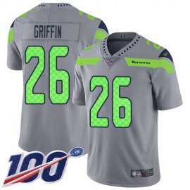 Nike Seattle Seahawks #26 Shaquem Griffin Gray Mens Stitched NFL Limited Inverted Legend 100th Season Jersey