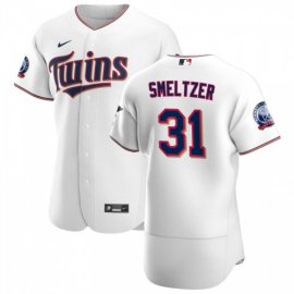 Minnesota Twins #31 Devin Smeltzer Mens Nike White Home 2020 60th Season Authentic Team MLB Jersey