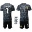 Belgium #1 Courtois Black Goalkeeper Kid Soccer Country Jersey