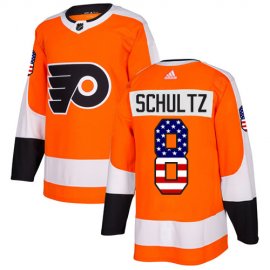Adidas Philadelphia Flyers #8 Dave Schultz Orange Home Authentic USA Flag Stitched NHL Jersey