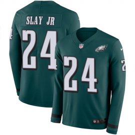 Nike Philadelphia Eagles #24 Darius Slay Jr Green Team Color Youth Stitched NFL Limited Therma Long Sleeve Jersey