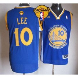 Warriors #10 David Lee Blue The Finals Patch Stitched Revolution 30 NBA Jersey