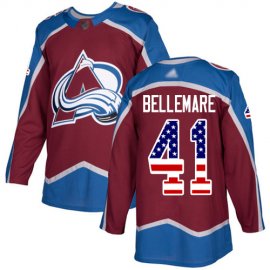 Adidas Colorado Avalanche #41 Pierre-Edouard Bellemare Burgundy Home Authentic USA Flag Stitched NHL Jersey